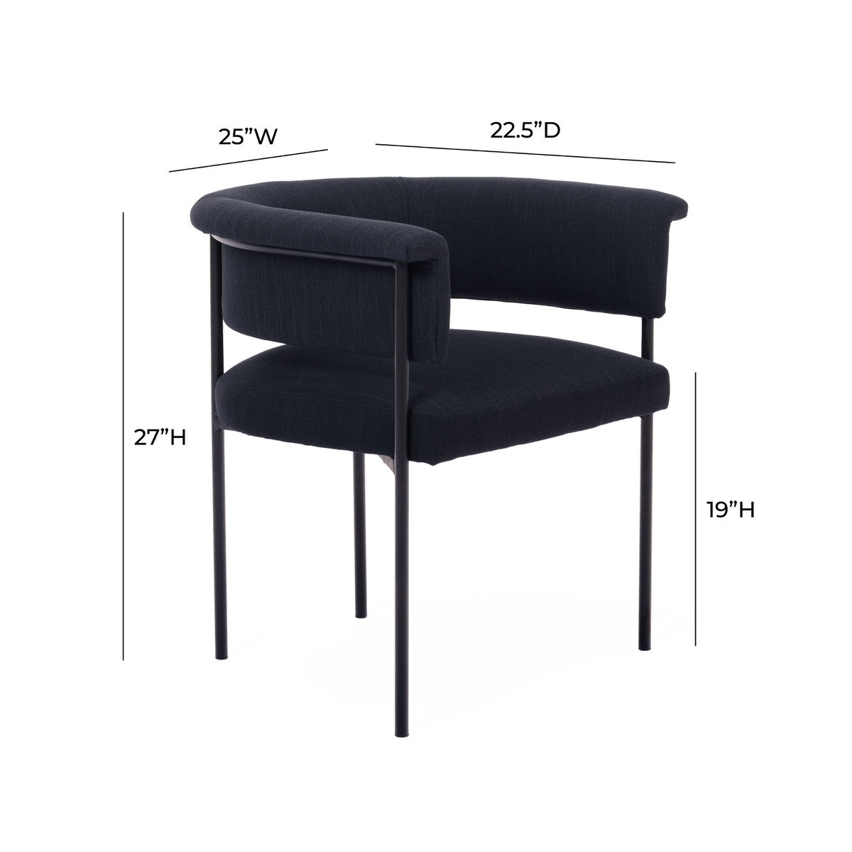 Taylor Black Performance Linen Dining Chair | BeBoldFurniture