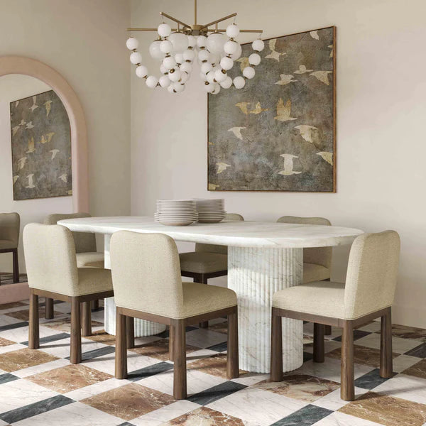 Brut White Marble Pattern Indoor/Outdoor Dining Table | BeBoldFurniture