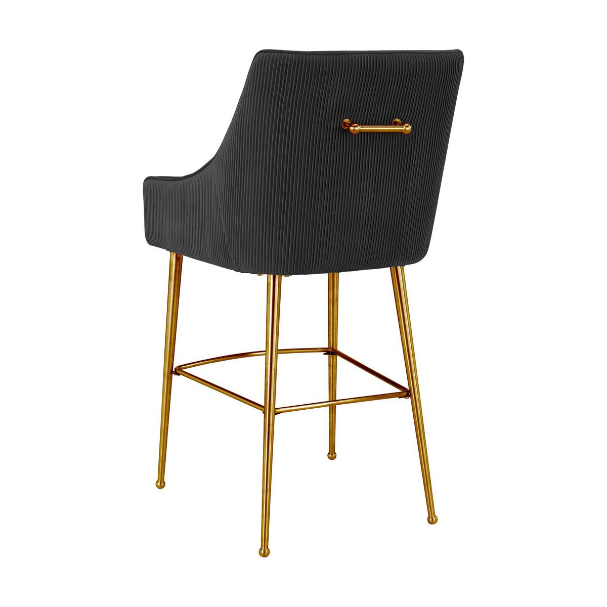 Beatrix Pleated Black Velvet Counter Stool In Houston | BeBoldFurniture 