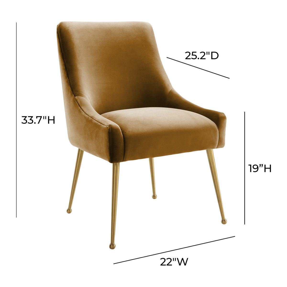Beatrix Cognac Velvet Side Chair In Houston | BeBoldFurniture 