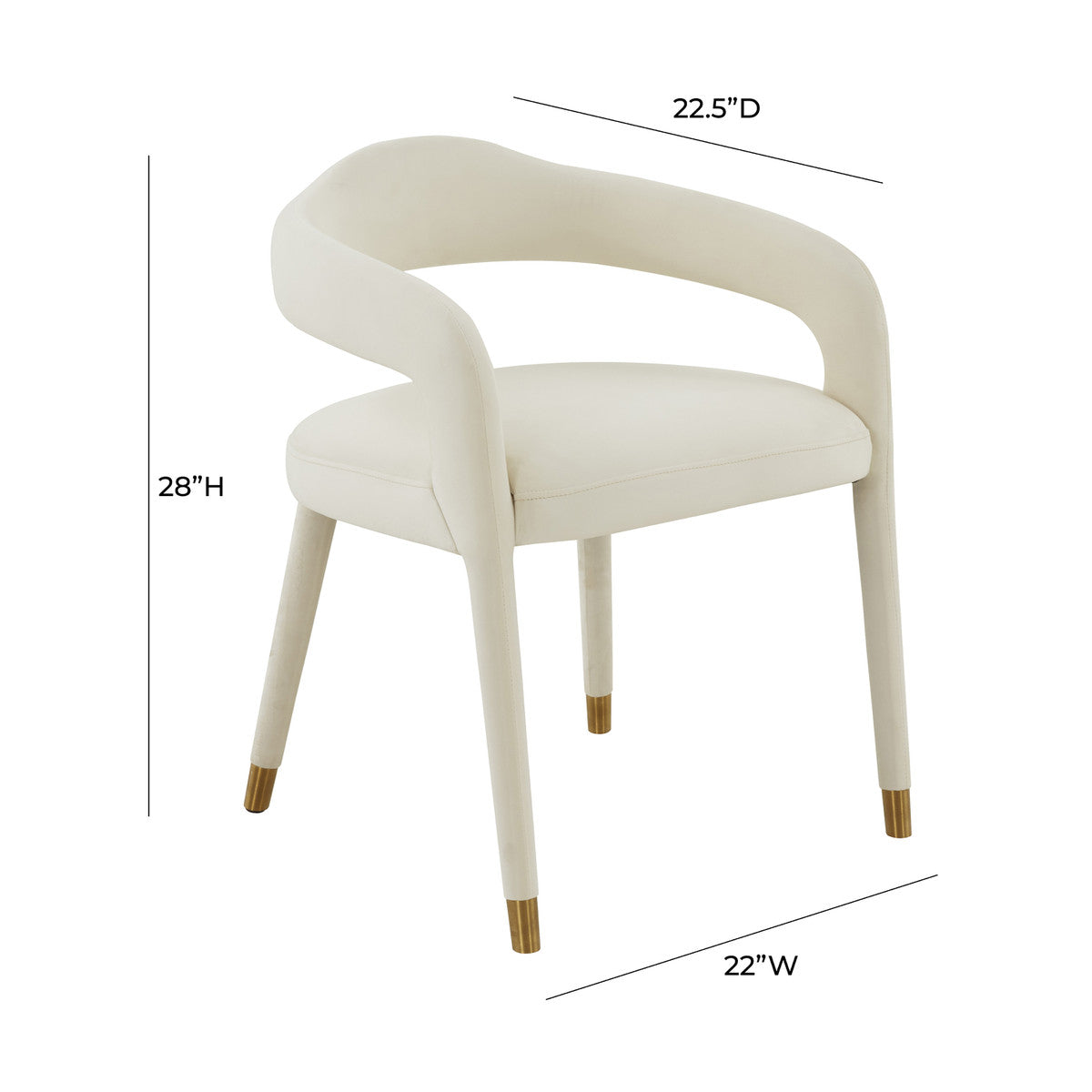 Lucia Cream Velvet Dining Chair | BeBoldFurniture