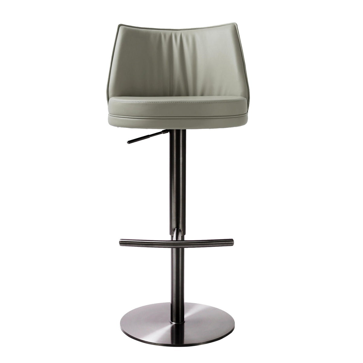 Gala Light Grey Vegan Leather on Black Adjustable Stool | BeBoldFurniture
