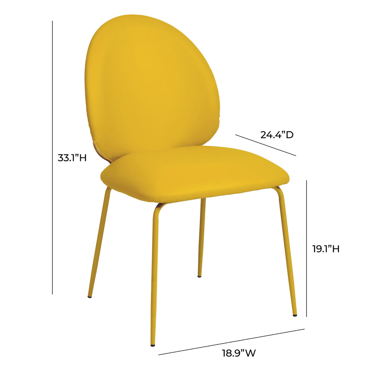 Lauren Yellow Vegan Leather Kitchen Chairs - Set of 2 | BeBoldFurniture