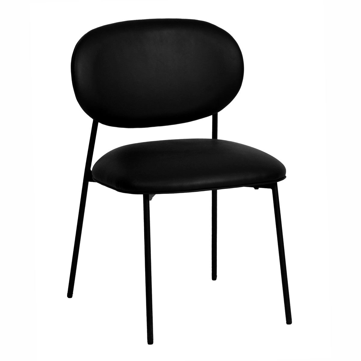 McKenzie Black Vegan Leather Stackable Dining Chair - Set of 2 | BeBoldFurniture