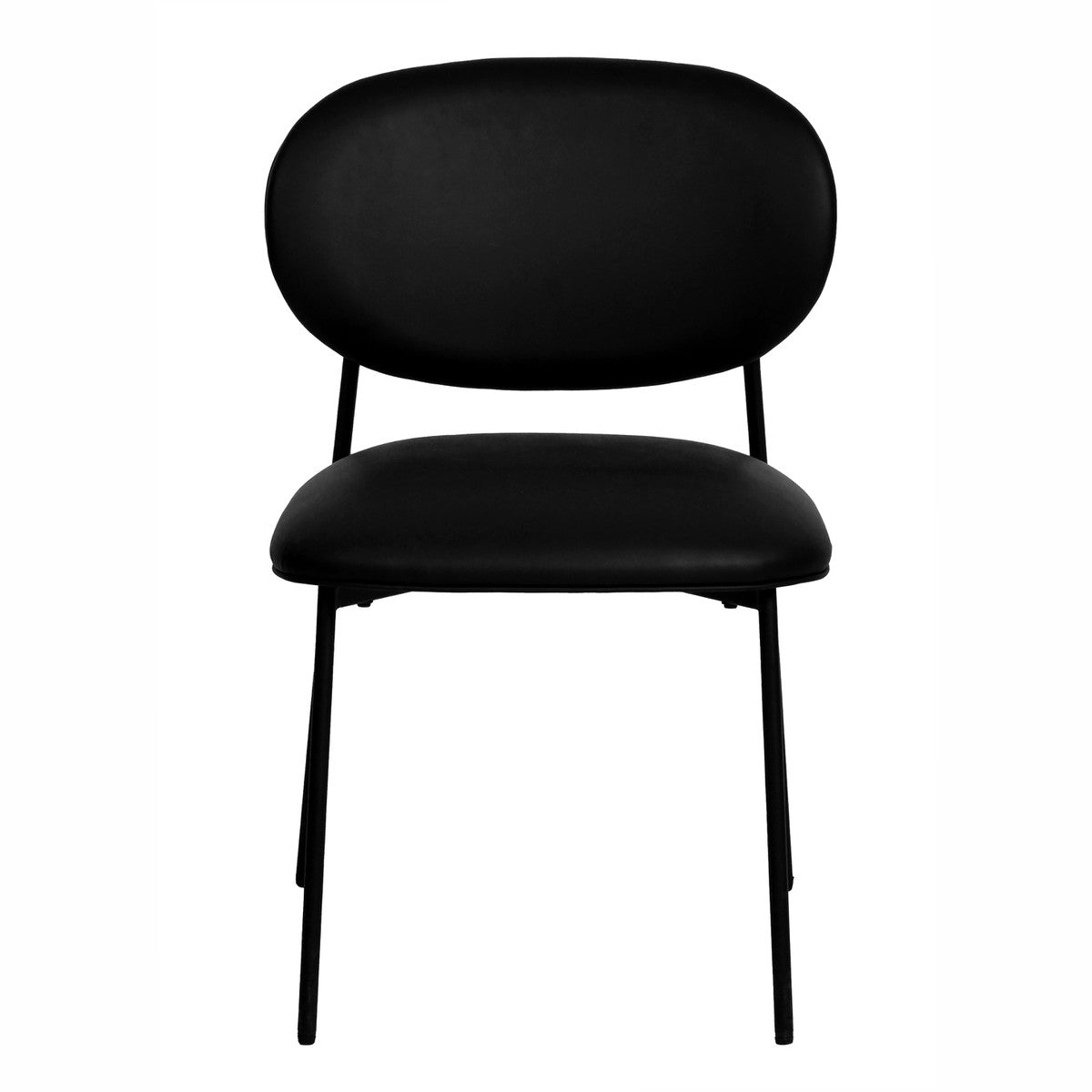 McKenzie Black Vegan Leather Stackable Dining Chair - Set of 2 | BeBoldFurniture