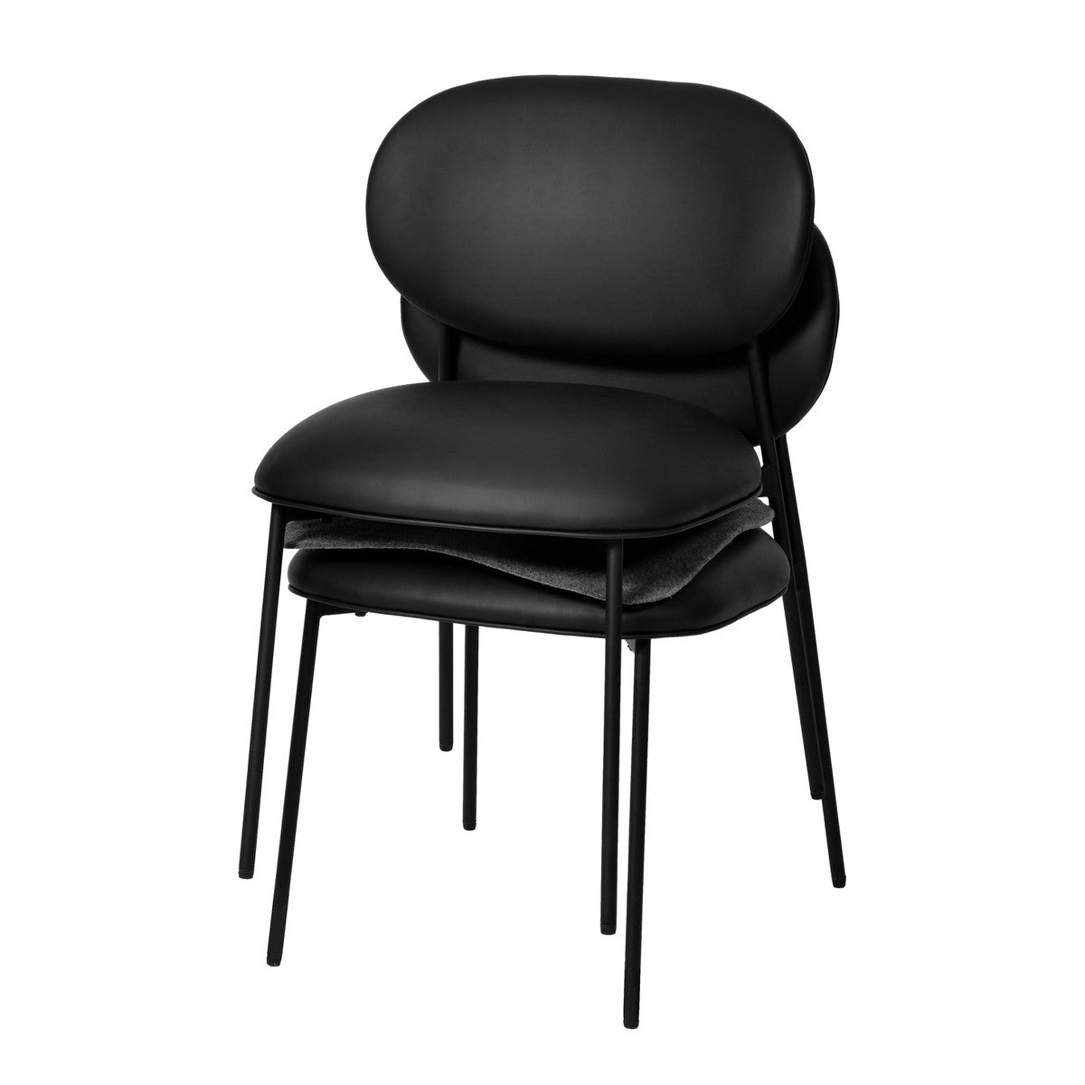 McKenzie Black Vegan Leather Stackable Dining Chair - Set of 2 | BeBoldFurniture