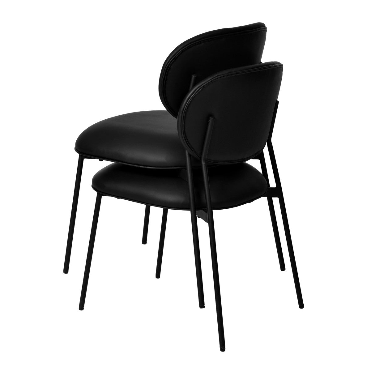 McKenzie Black Vegan Leather Stackable Dining Chair - Set of 2 | BeBoldFurniture