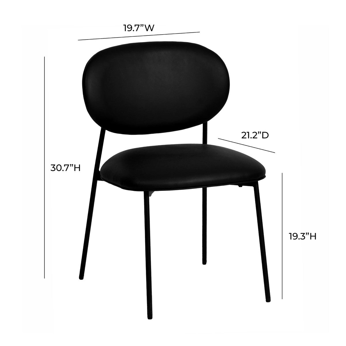 McKenzie Black Vegan Leather Stackable Dining Chair - Set of 2 | BeBoldFurniture