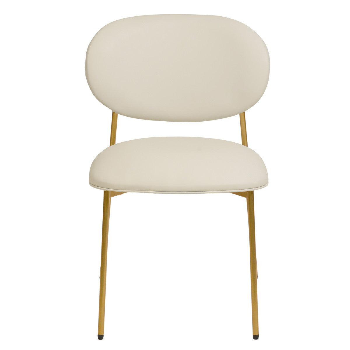 McKenzie Cream-Gold Vegan Leather Stackable Dining Chair - Set of 2 | BeBoldFurniture