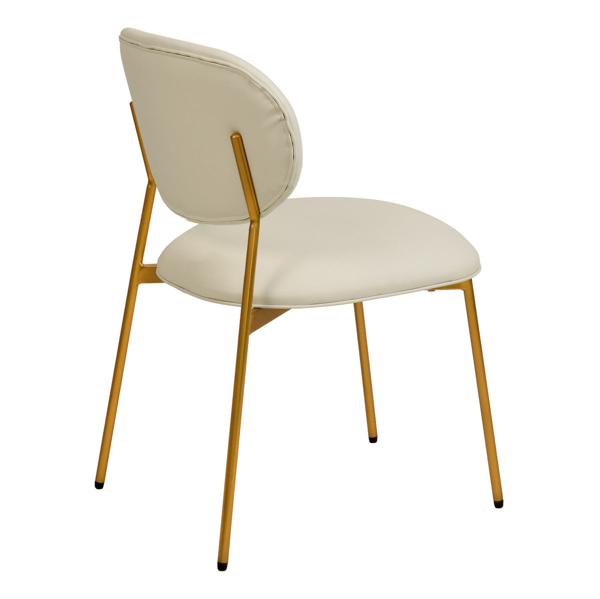 McKenzie Cream-Gold Vegan Leather Stackable Dining Chair - Set of 2 | BeBoldFurniture