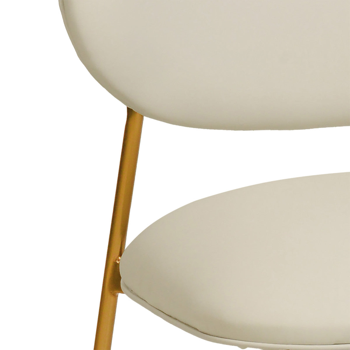 McKenzie Cream-Gold Vegan Leather Stackable Dining Chair - Set of 2 | BeBoldFurniture