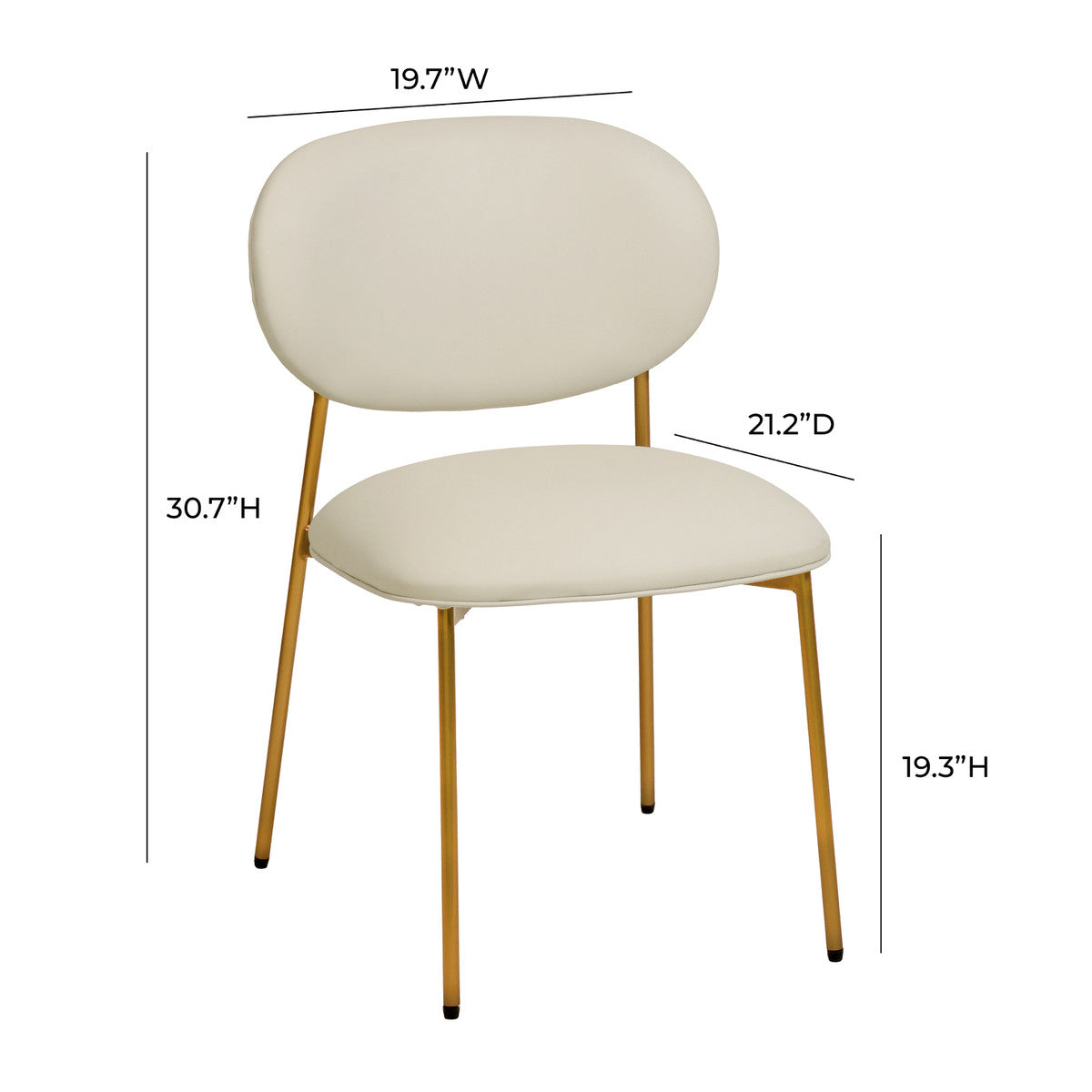 McKenzie Cream-Gold Vegan Leather Stackable Dining Chair - Set of 2 | BeBoldFurniture