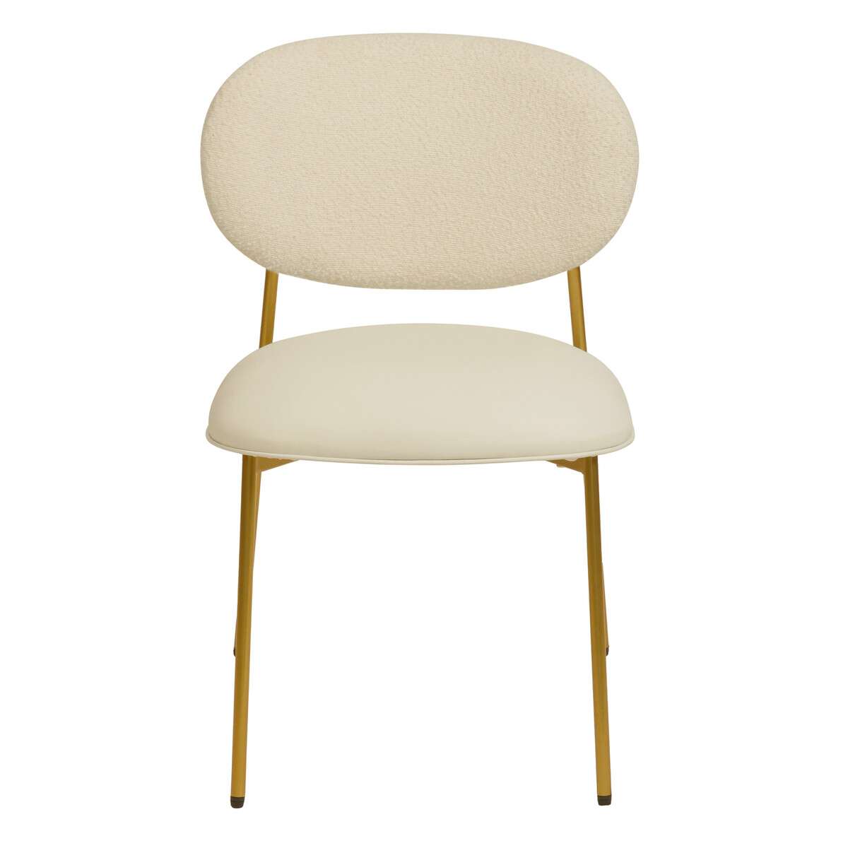 McKenzie Cream Boucle & Vegan Leather Stackable Dining Chair - Set of 2 | BeBoldFurniture