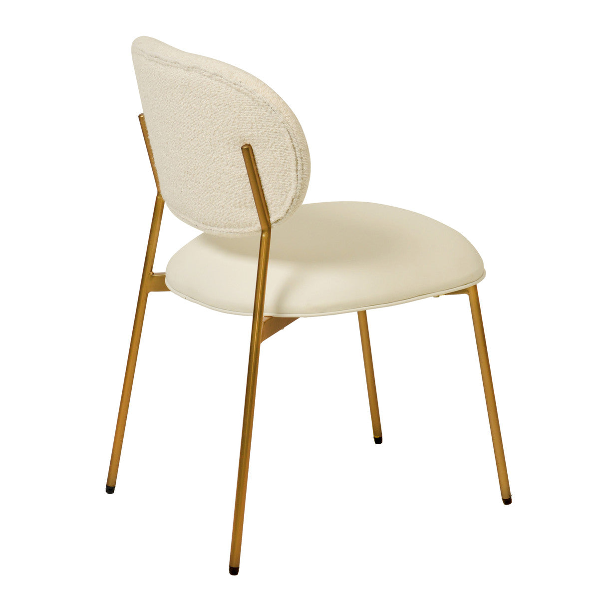 McKenzie Cream Boucle & Vegan Leather Stackable Dining Chair - Set of 2 | BeBoldFurniture