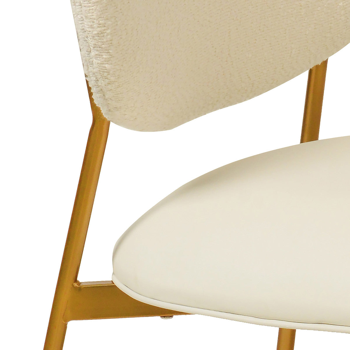 McKenzie Cream Boucle & Vegan Leather Stackable Dining Chair - Set of 2 | BeBoldFurniture