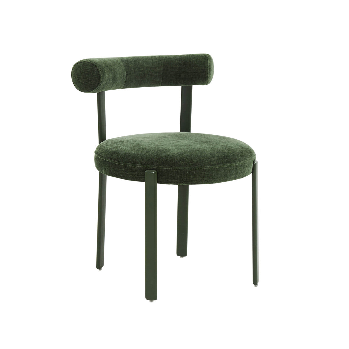 Margaret Forest Green Chenille Bolster Back Dining Chair | BeBoldFurniture