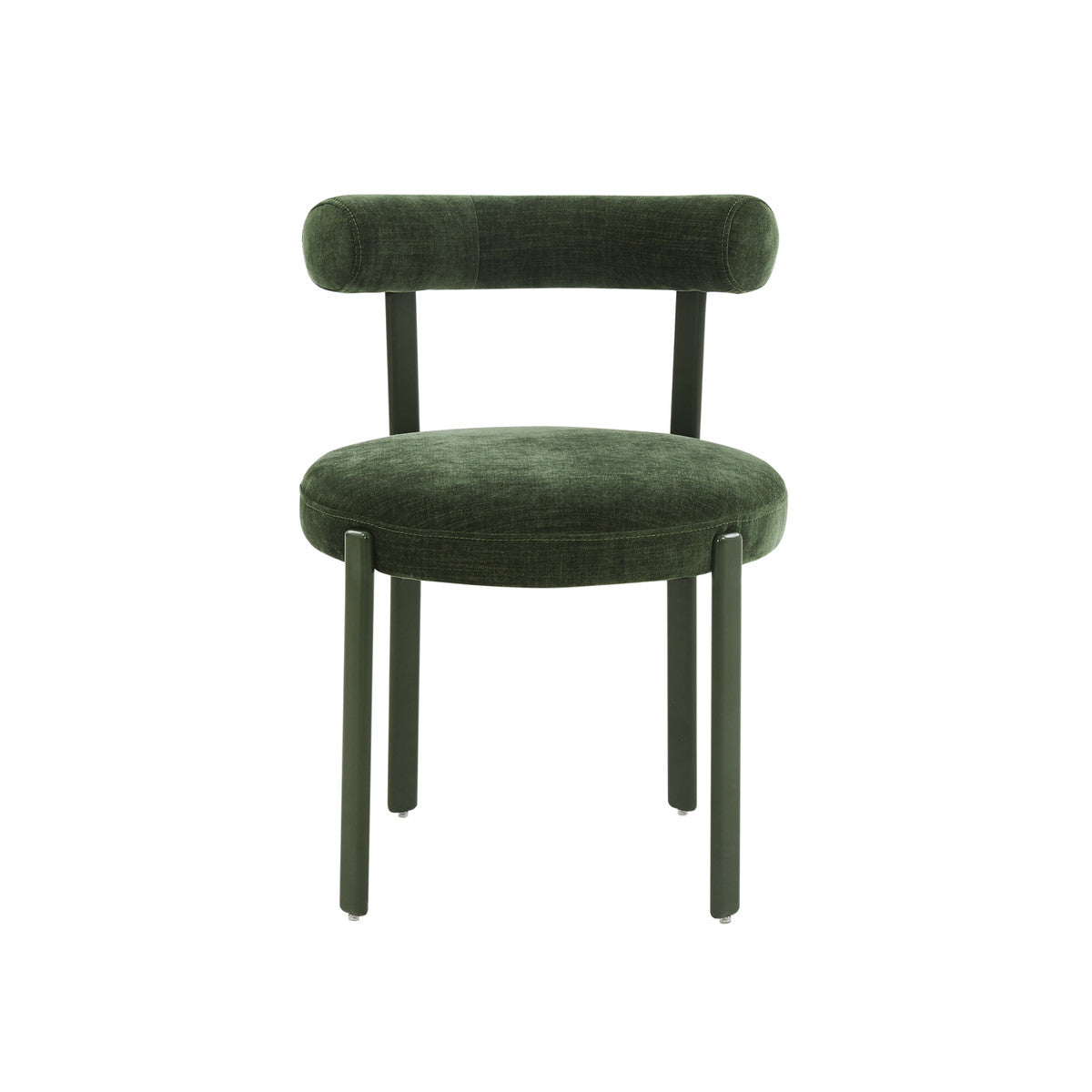 Margaret Forest Green Chenille Bolster Back Dining Chair | BeBoldFurniture