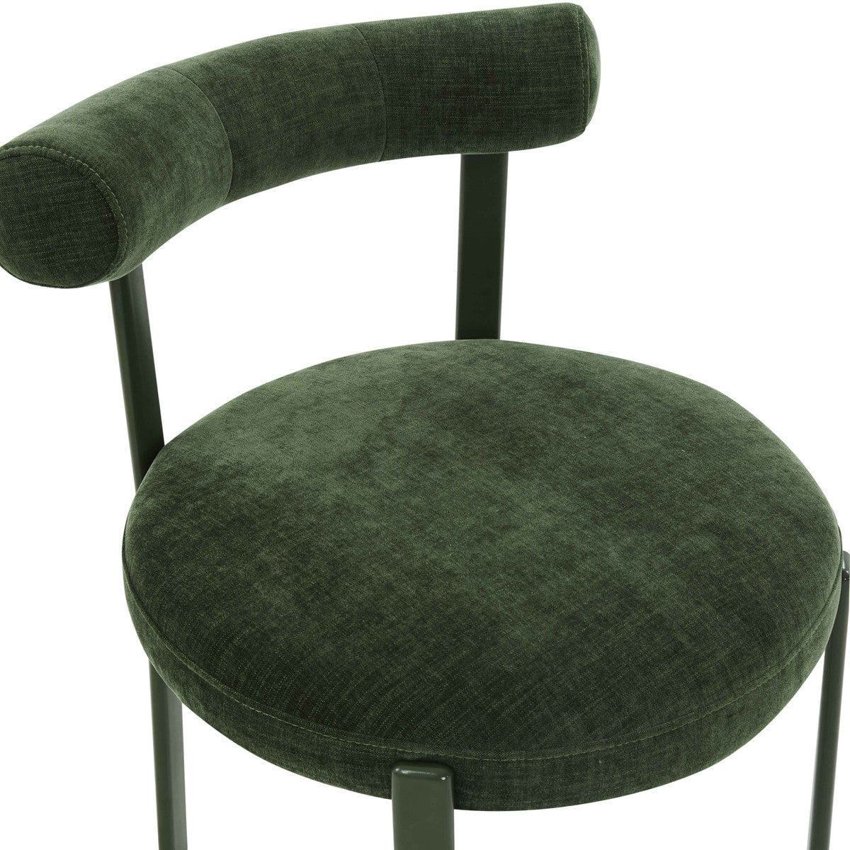 Margaret Forest Green Chenille Bolster Back Dining Chair | BeBoldFurniture