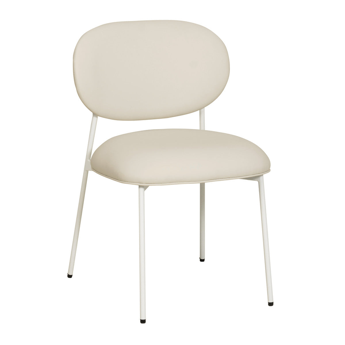 McKenzie Cream Vegan Leather Stackable Dining Chair with Cream Legs - Set of 2 | BeBoldFurniture