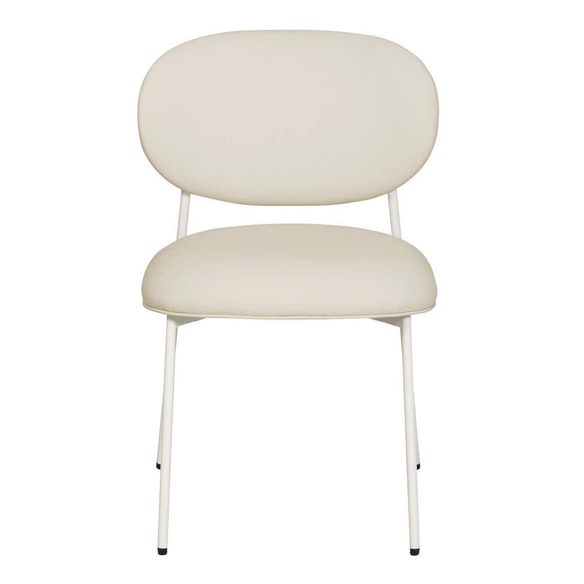 McKenzie Cream Vegan Leather Stackable Dining Chair with Cream Legs - Set of 2 | BeBoldFurniture