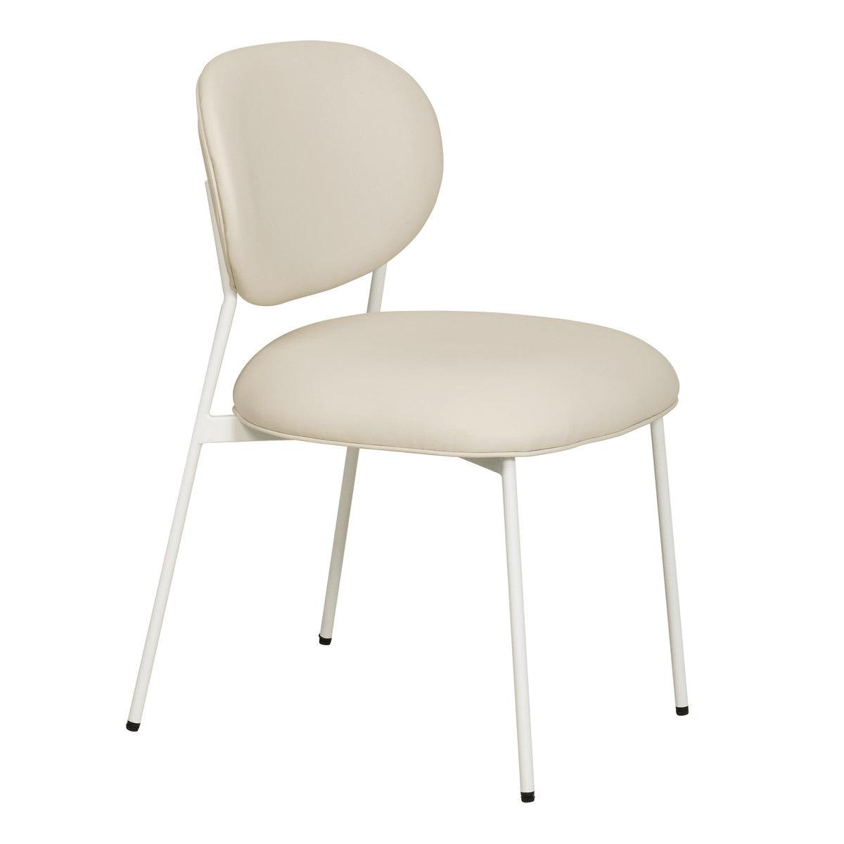 McKenzie Cream Vegan Leather Stackable Dining Chair with Cream Legs - Set of 2 | BeBoldFurniture