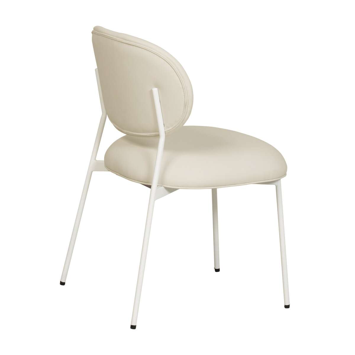 McKenzie Cream Vegan Leather Stackable Dining Chair with Cream Legs - Set of 2 | BeBoldFurniture