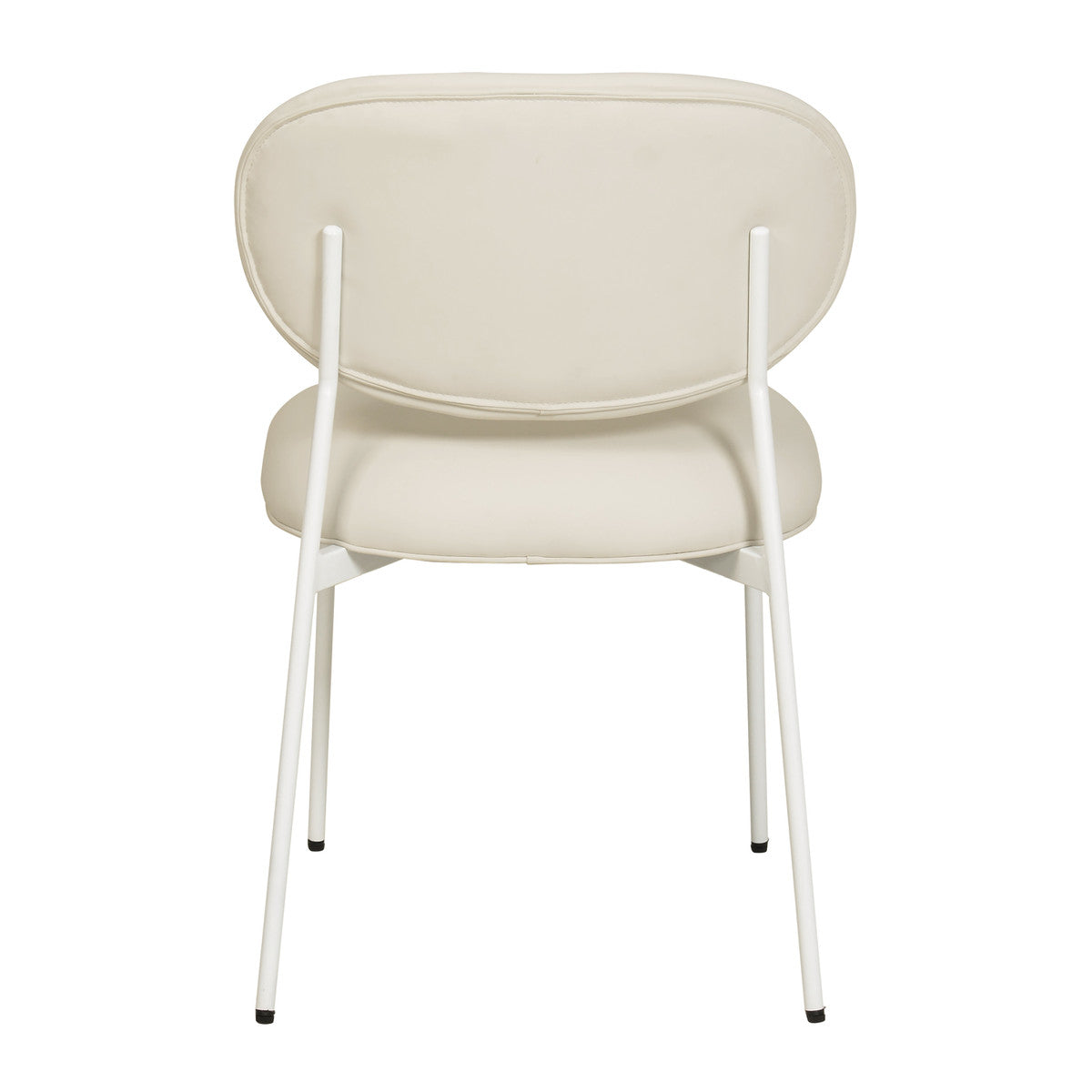 McKenzie Cream Vegan Leather Stackable Dining Chair with Cream Legs - Set of 2 | BeBoldFurniture