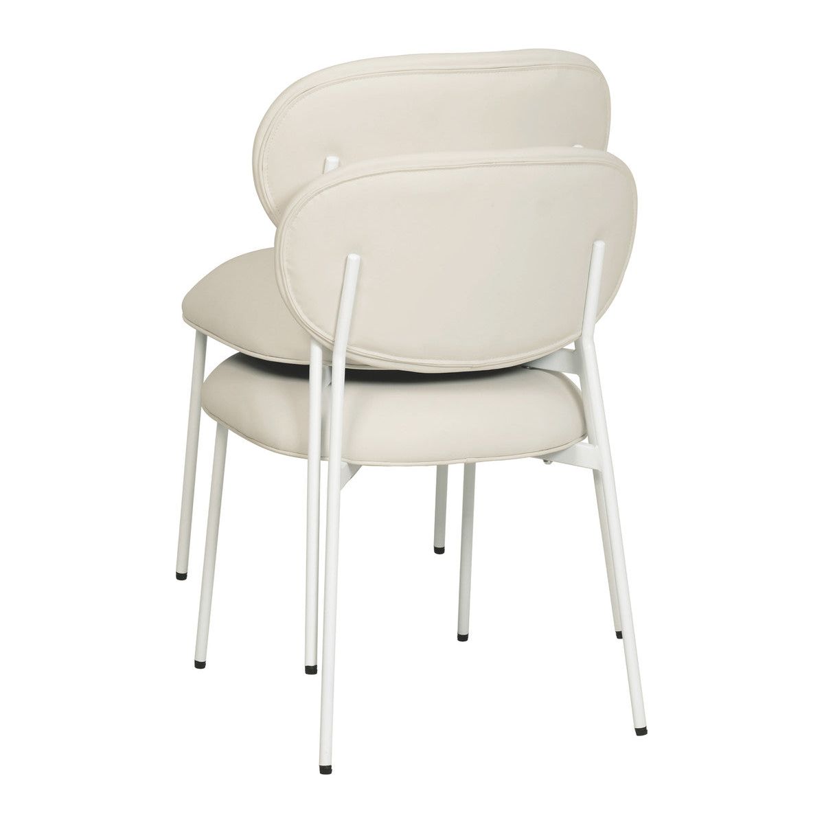 McKenzie Cream Vegan Leather Stackable Dining Chair with Cream Legs - Set of 2 | BeBoldFurniture