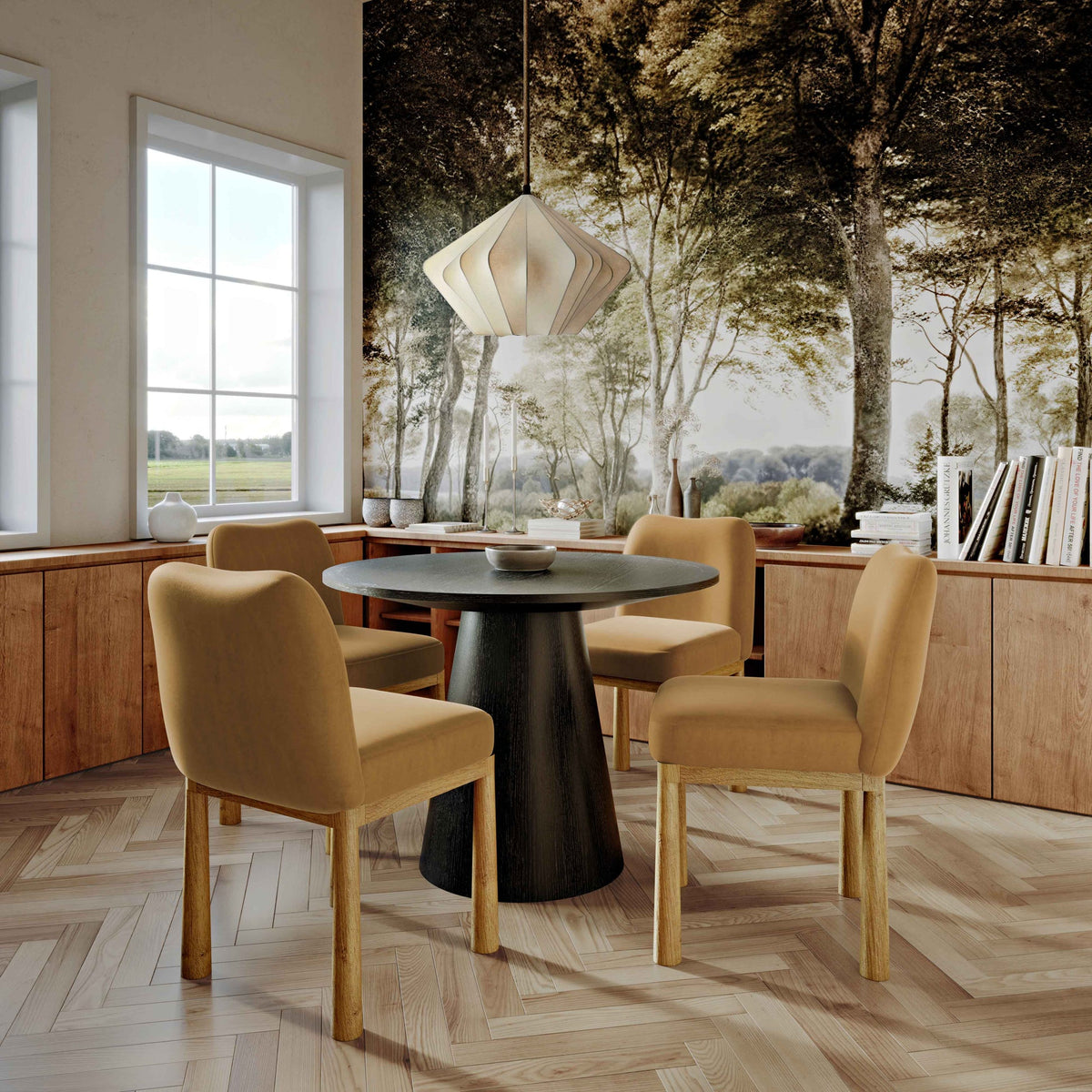 Tiara Cognac Velvet Oak Dining Chair | BeBoldFurniture