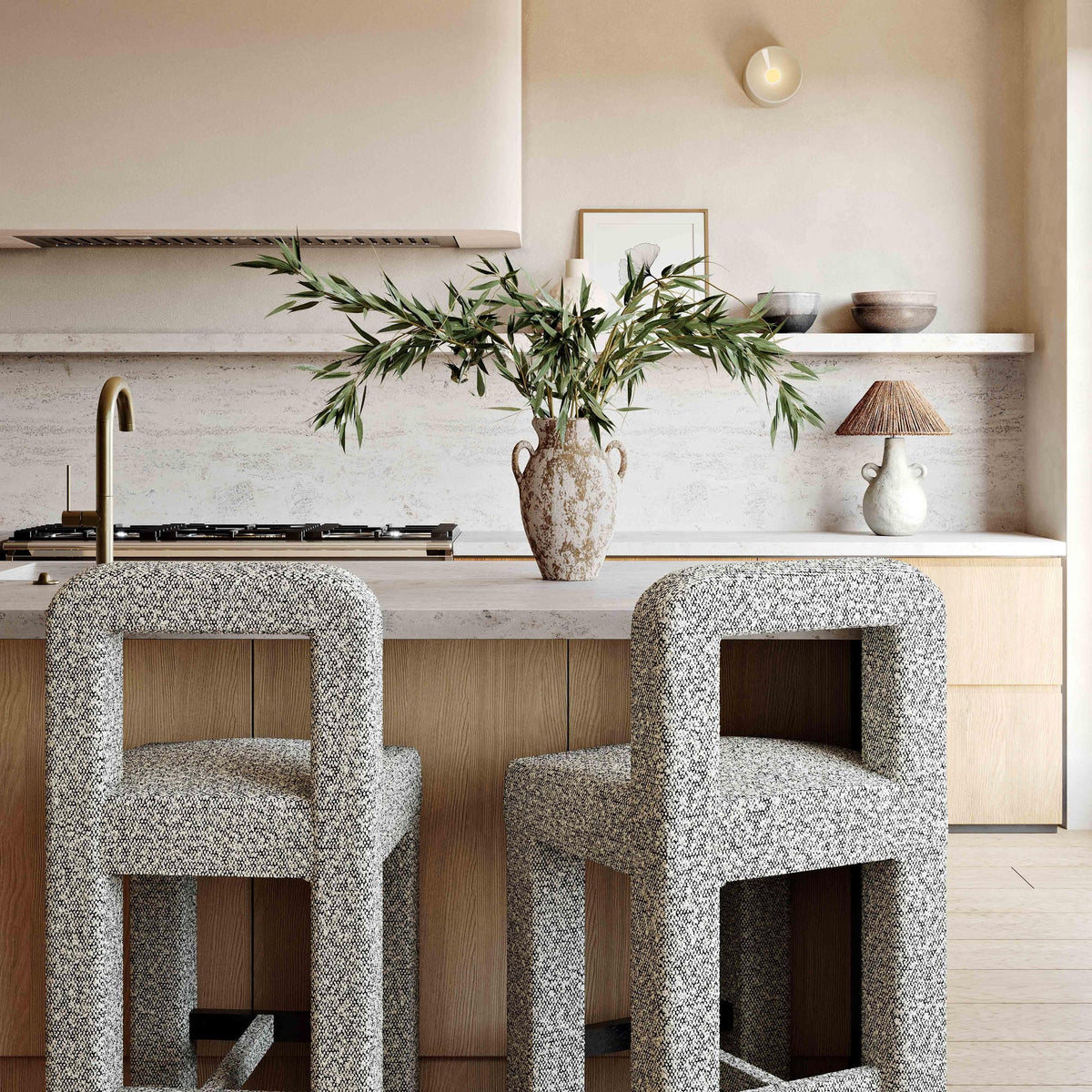 Hazel Grey Boucle Counter Stool | BeBoldFurniture