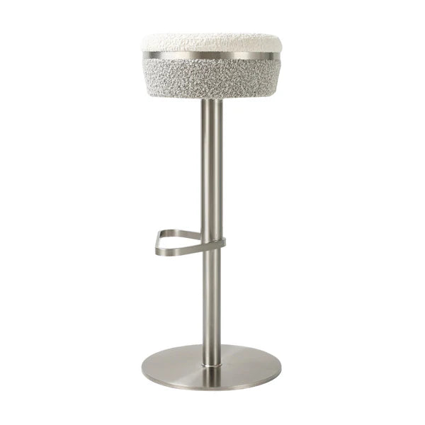 Astro White and Grey Boucle Adjustable Stool | BeBoldFurniture