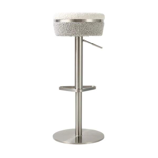 Astro White and Grey Boucle Adjustable Stool | BeBoldFurniture