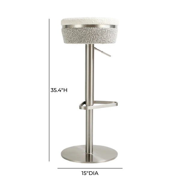 Astro White and Grey Boucle Adjustable Stool | BeBoldFurniture