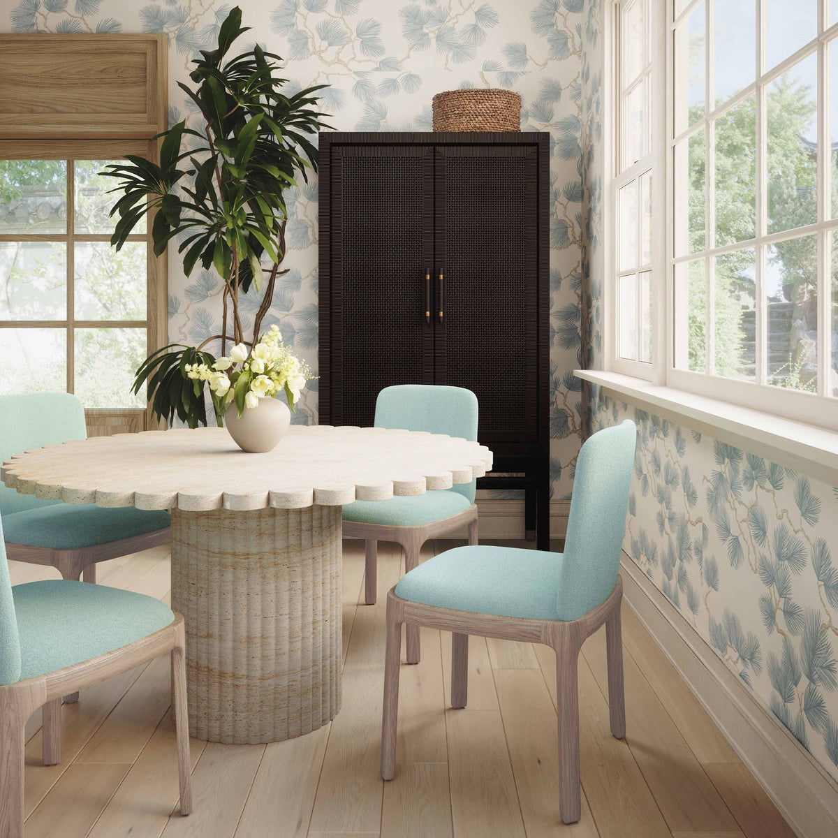 Rebecca Light Blue Performance Velvet Dining Chair | BeBoldFurniture