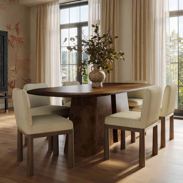 Gladyss Brown Burl Oval 87" Dining Table | BeBoldFurniture