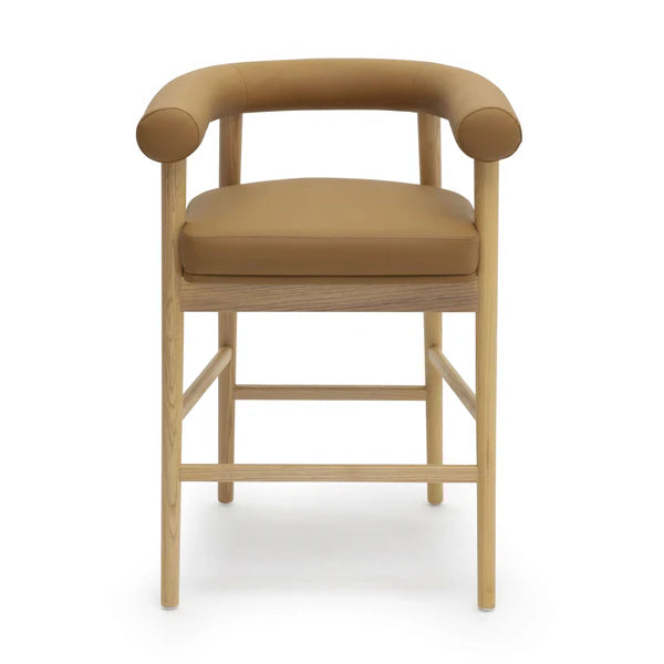 Spara Cognac Performance Vegan Leather Counter Stool | BeBoldFurniture