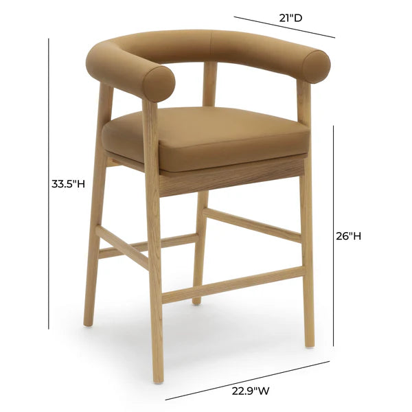 Spara Cognac Performance Vegan Leather Counter Stool | BeBoldFurniture