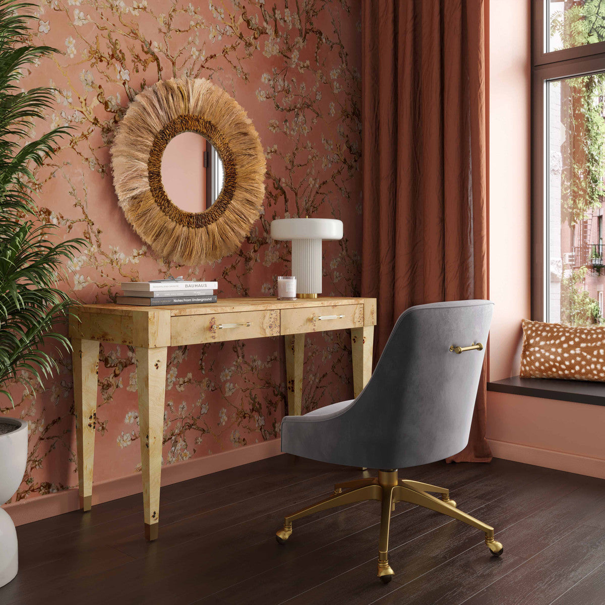 Brandyss Natural Burl Work Desk | BeBoldFurniture