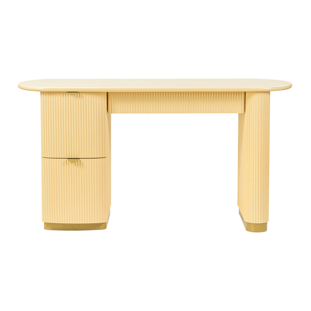 Francesca Yellow Peach 3-Drawer Executive Desk | BeBoldFurniture