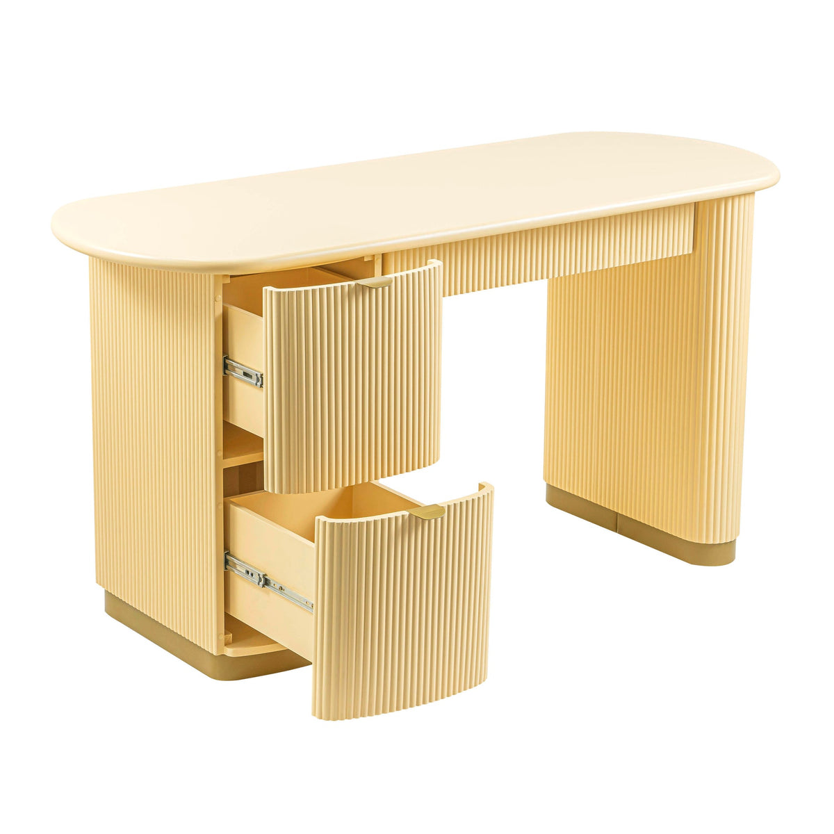 Francesca Yellow Peach 3-Drawer Executive Desk | BeBoldFurniture