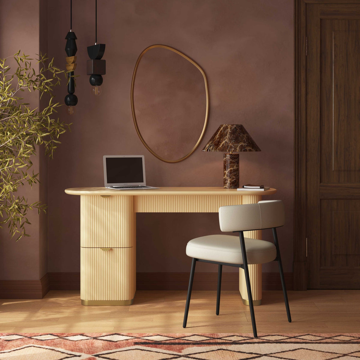 Francesca Yellow Peach 3-Drawer Executive Desk | BeBoldFurniture