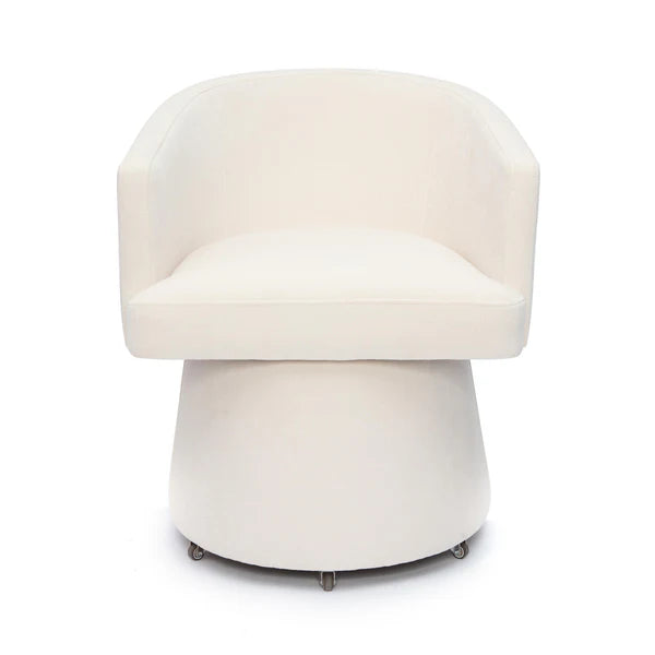Kristen Cream Upcycled Chenille Rolling Desk Chair | BeBoldFurniture