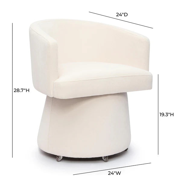 Kristen Cream Upcycled Chenille Rolling Desk Chair | BeBoldFurniture