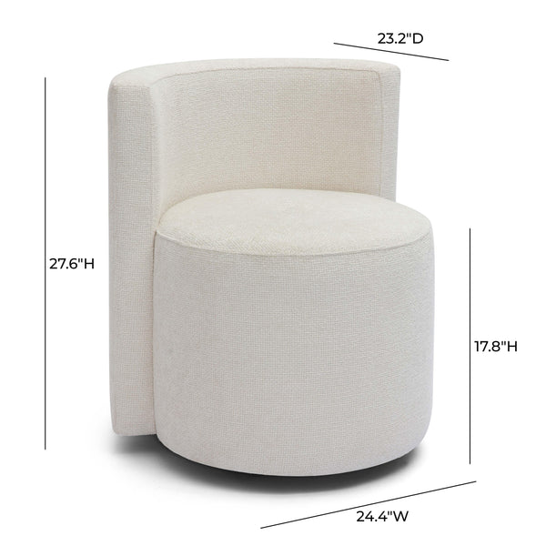 Alyssa Cream Chenille Rolling Desk Chair | BeBoldFurniture 