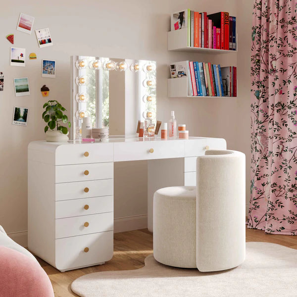 Alyssa Cream Upcycled Velvet Rolling Desk Chair | BeBoldFurniture