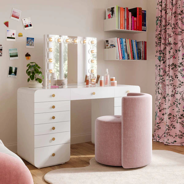 Alyssa Pink Upcycled Velvet Rolling Desk Chair | BeBoldFurniture