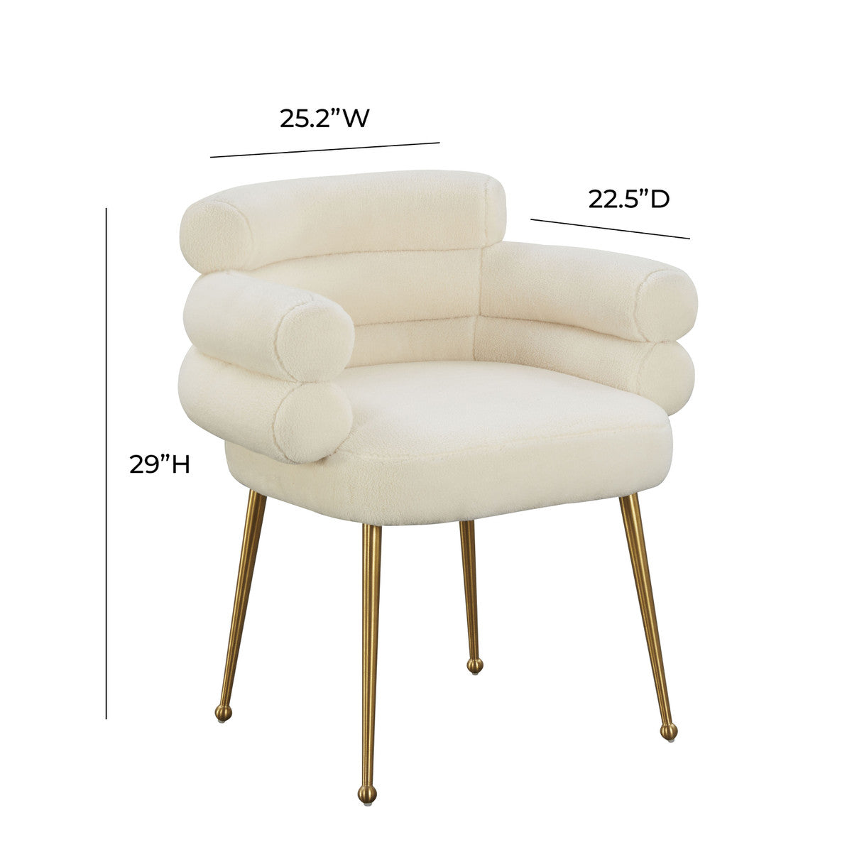 Dente Cream Faux Sheepskin Dining Chair by Inspire Me! Home Decor | BeBoldFurniture