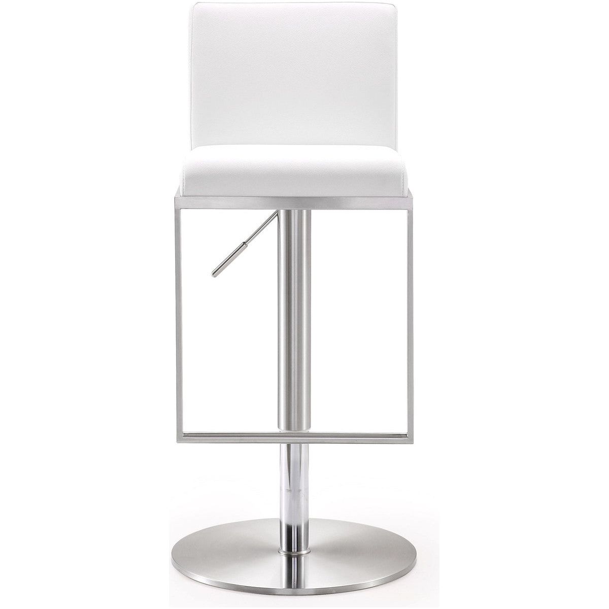 Amalfi White Leather Adjustable Stool In Houston | BeBoldFurniture 