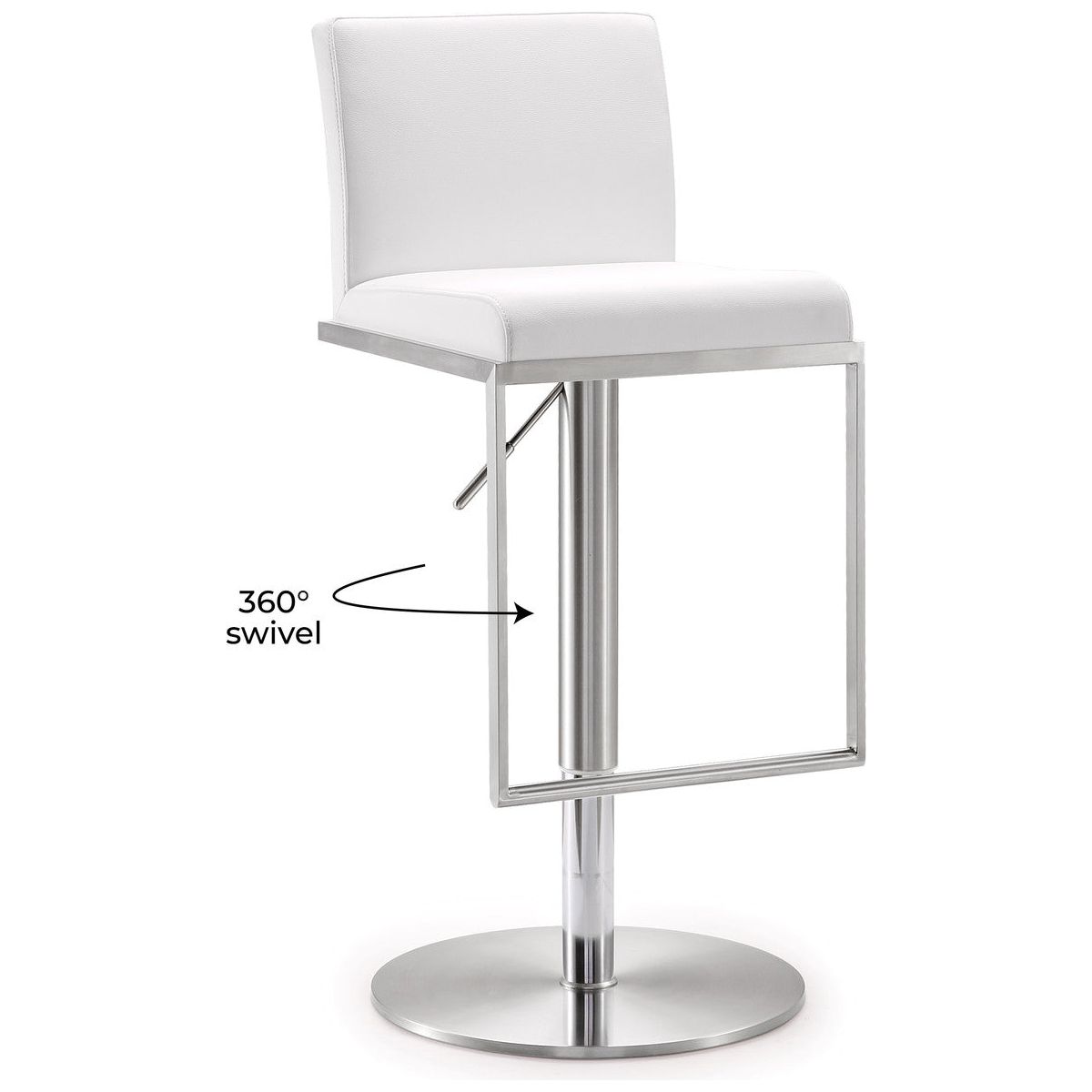 Amalfi White Leather Adjustable Stool In Houston | BeBoldFurniture 