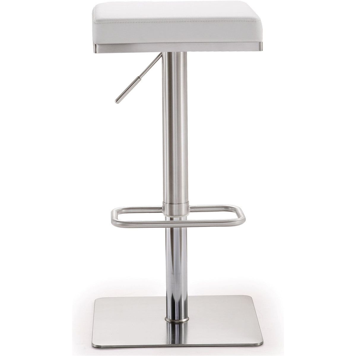 Bari White Steel Adjustable Barstool